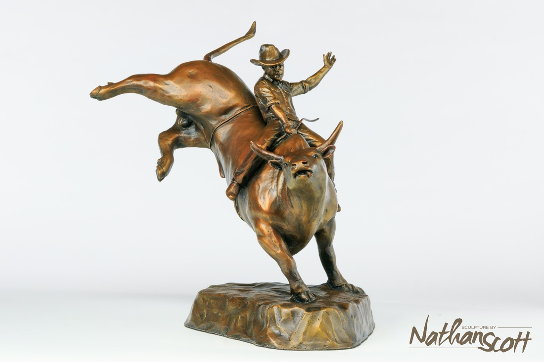 bull and rider bronze sculpture western cowboy canada design nathan scott artist