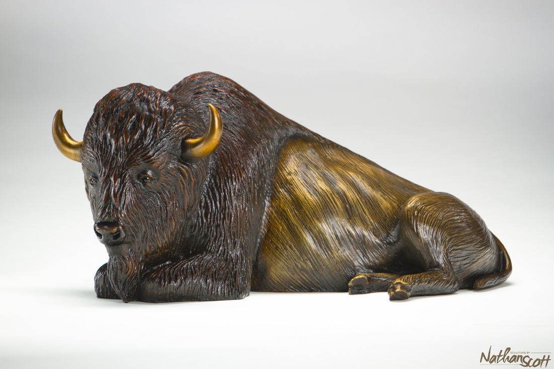 bison sculpture bronze limited edition sculpture art gift idea wildlife nathan scott