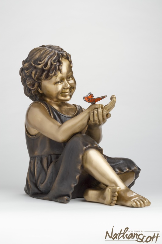 bronze sculpture girl butterfly tessa nathan scott