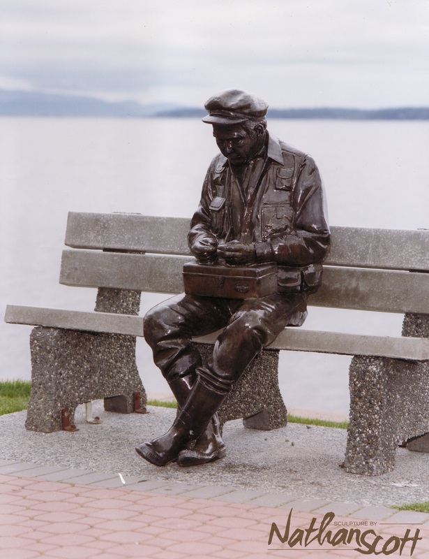 first public commission sculpture bronze art old man by the sea statue sidney people bc
