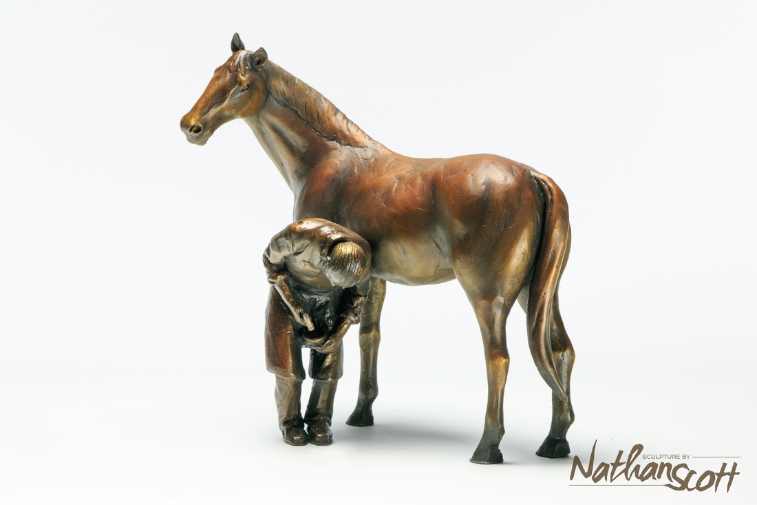 bronze ferrier horse western sculpture nathan scott art design if the shoe fits