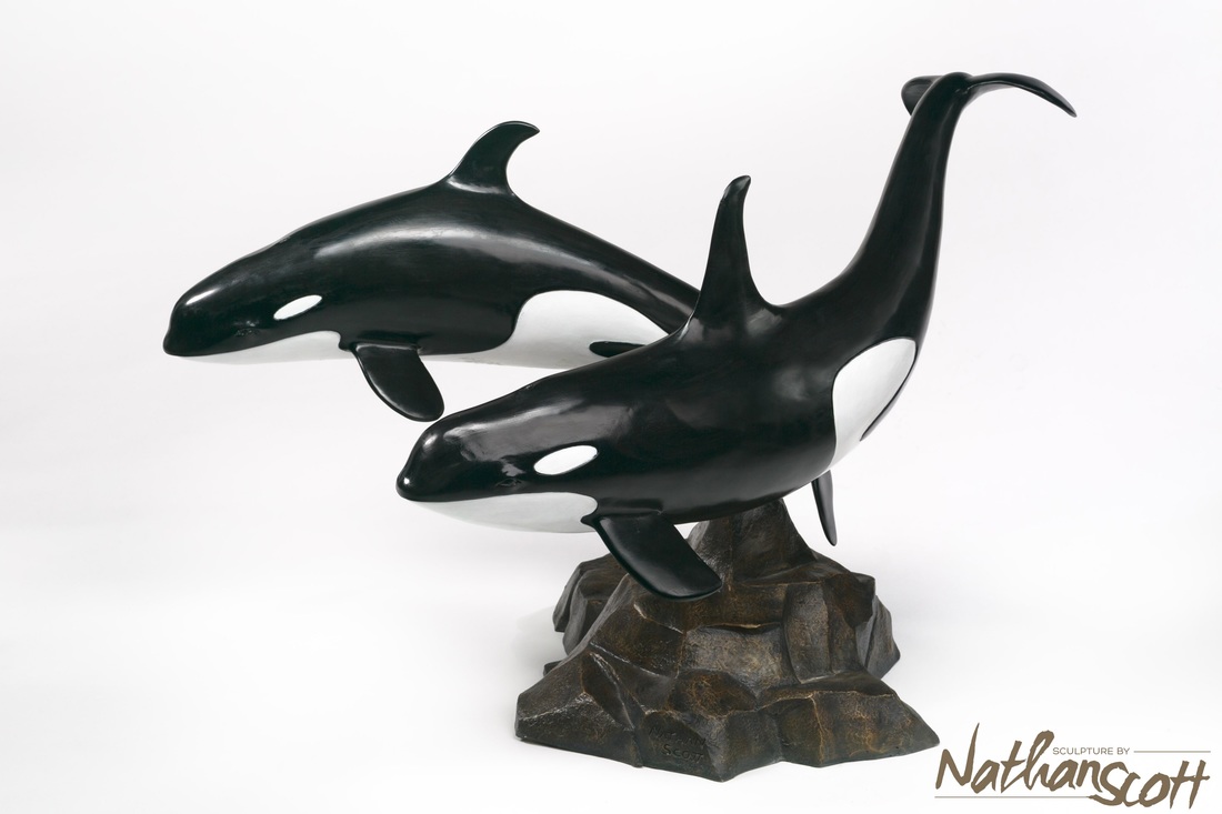 orcas swimming interior design idea whale