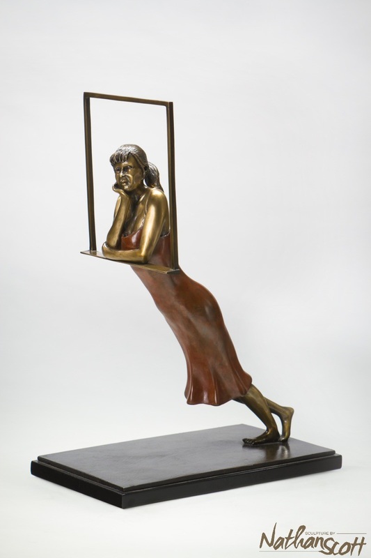 mold cast bronze sculpture limited edition window woman