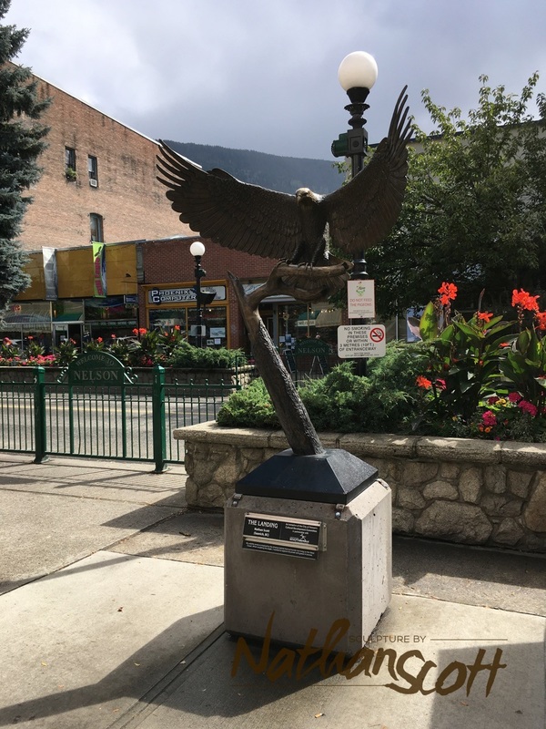 sculpture walk public commission nathan scott nelson bc bronze eagle