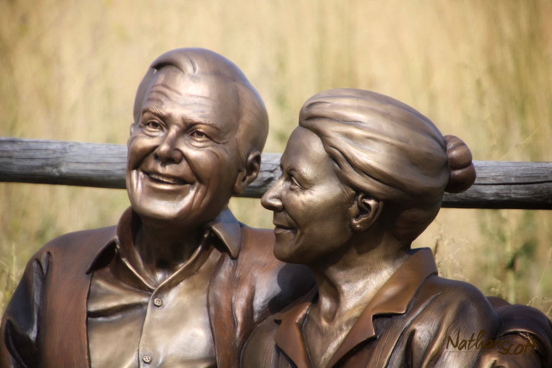 bronze older couple statue private commission nathan scott sculpture