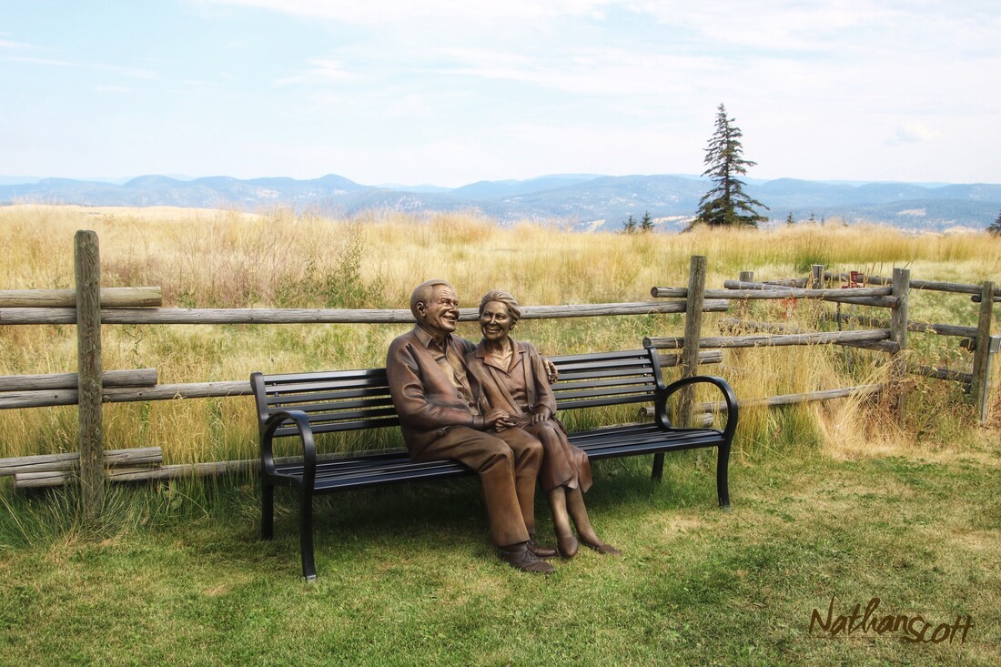 bronze older couple statue private commission nathan scott sculpture